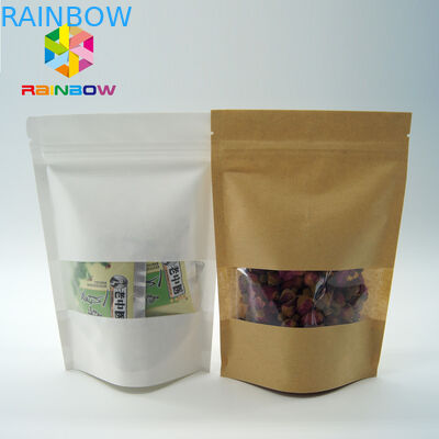 Giấy in thân thiện với môi trường đứng lên Túi có cửa sổ rõ ràng và dây kéo