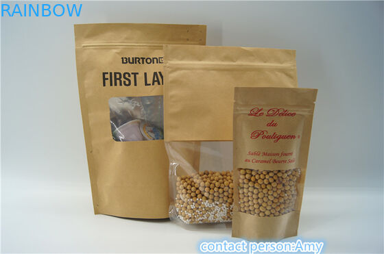 Giấy kraft Ziplock có thể đóng nắp đứng lên / Túi đóng gói thực phẩm