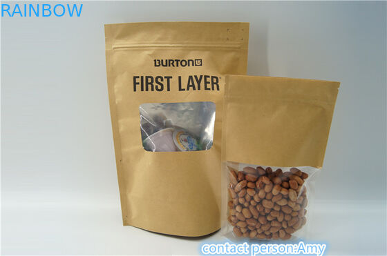 Giấy kraft Ziplock có thể đóng nắp đứng lên / Túi đóng gói thực phẩm