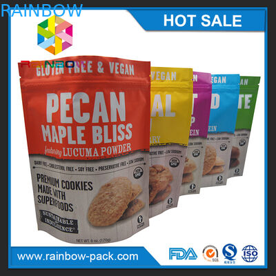 250g Nhôm Lá Mờ In Mylar Đứng lên Ziplock Cookies Bao bì Túi