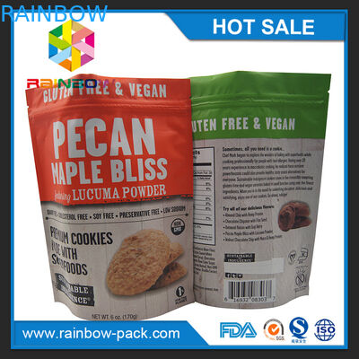 250g Nhôm Lá Mờ In Mylar Đứng lên Ziplock Cookies Bao bì Túi