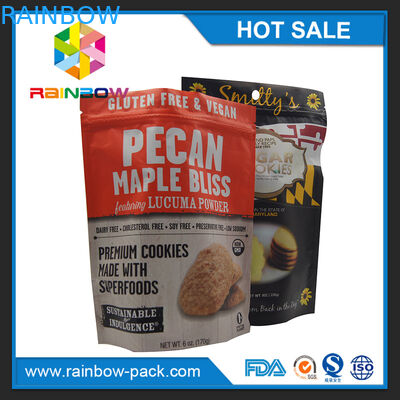 250g Nhôm Lá Mờ In Mylar Đứng lên Ziplock Cookies Bao bì Túi