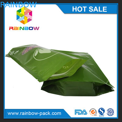 Túi trà xanh Bao bì in Mylar đứng lên Túi Ziplock có cửa sổ rõ ràng
