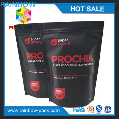 Mẫu miễn phí đứng lên ziplock cho 750g whey protein bột đóng gói với nước mắt notch