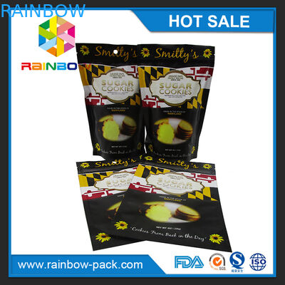 Giấy nhôm mờ In đứng Logo tùy chỉnh Túi bao bì trà màu xanh lá cây có khóa kéo và vết rách