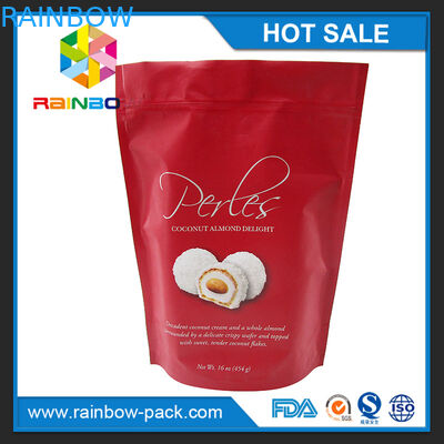 Giấy nhôm mờ In đứng Logo tùy chỉnh Túi bao bì trà màu xanh lá cây có khóa kéo và vết rách