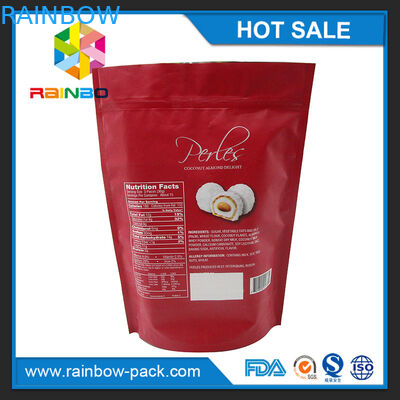 Giấy nhôm mờ In đứng Logo tùy chỉnh Túi bao bì trà màu xanh lá cây có khóa kéo và vết rách