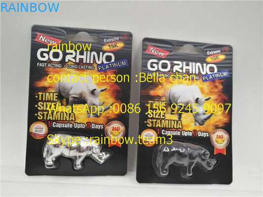 Rhino King USA Bao bì thuốc tình dục / Go Rhino Pill Case / Rhino 7 Thẻ 3D nhựa
