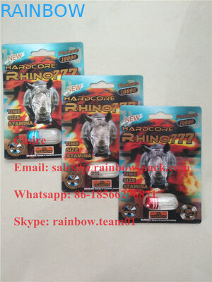 Mới nhất in 3D thuốc tăng cường nam gấp thẻ nhựa Rhino 25 / Crazy Rhino 50k bao bì vỉ