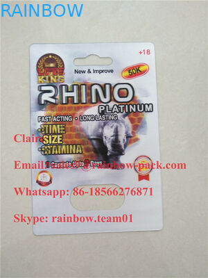 Đánh giá hàng đầu Rhino thuốc viên đóng gói 3d / Thẻ đóng gói thuốc tăng cường nam / Thẻ đóng gói vỉ 3d
