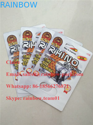 Đánh giá hàng đầu Rhino thuốc viên đóng gói 3d / Thẻ đóng gói thuốc tăng cường nam / Thẻ đóng gói vỉ 3d