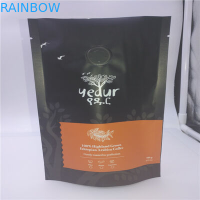 Túi màu đen mờ đóng gói thực phẩm 500 gram 1 LB với Ziplock và van khử khí