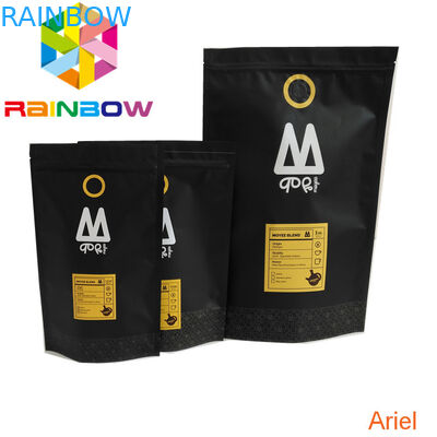 Khóa kéo nhựa mờ màu đen Snack Bag Bao bì đứng lên có thể đóng gói cà phê ziplock