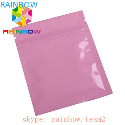 Màu hồng kim loại Lá Mylar Zip Khóa Ba mặt thực phẩm phẳng Túi thực phẩm Chia hạt Bao bì