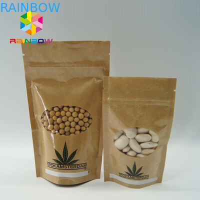 Costomized Size Túi giấy kraft Cửa sổ hình bầu dục cho thực phẩm / Thịt khô / hải sản