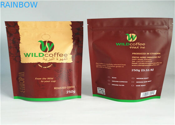 Túi nhựa màu đen Mylar Túi Zip Khóa đứng lên cho cà phê và trà