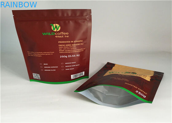 Túi nhựa màu đen Mylar Túi Zip Khóa đứng lên cho cà phê và trà