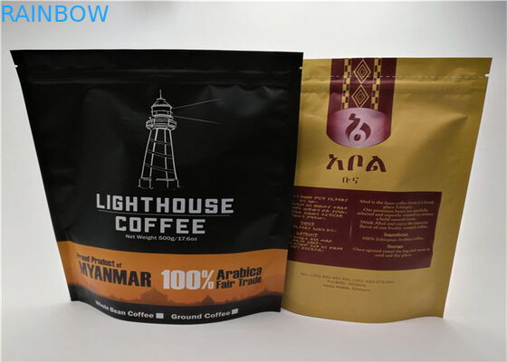 Túi nhựa màu đen Mylar Túi Zip Khóa đứng lên cho cà phê và trà