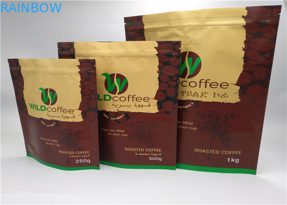 Túi nhựa màu đen Mylar Túi Zip Khóa đứng lên cho cà phê và trà