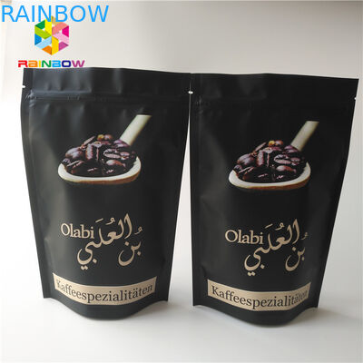Tùy chỉnh Gram Stand Up Rang Coffee Pack Mylar Túi Mờ đã hoàn thành với lá nhôm Thực phẩm Lớp cà phê bột đậu