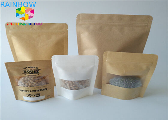 Tùy chỉnh in giấy kraft ziplock đứng lên túi thịt bò giật đồ ăn nhẹ bao bì nhựa với cửa sổ rõ ràng