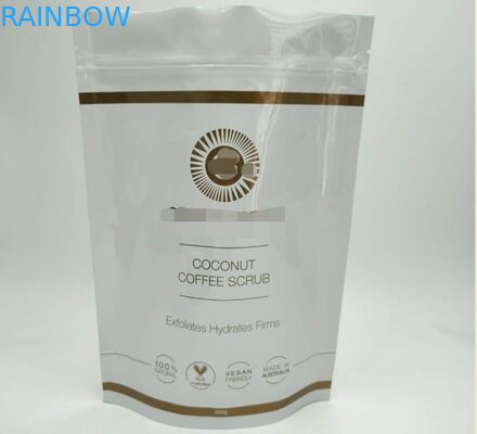 Túi bao bì mỹ phẩm màu trắng bóng, túi nhôm đứng lên cho cơ thể ngâm