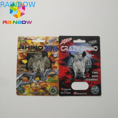 Rhino 69/7 Capsule Sex Pills Card Blister Bao bì Mờ / Bề mặt bóng
