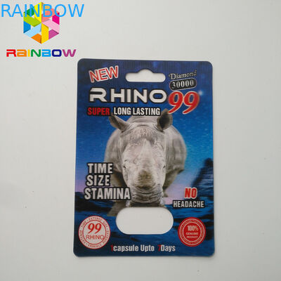 Rhino 69/7 Capsule Sex Pills Card Blister Bao bì Mờ / Bề mặt bóng