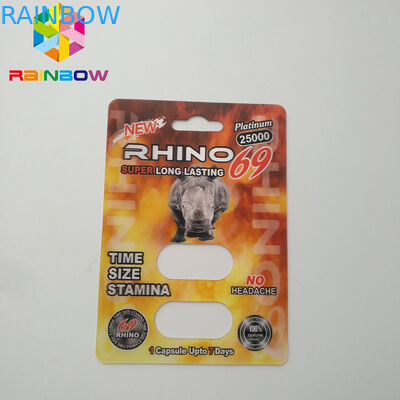 Rhino 69/7 Capsule Sex Pills Card Blister Bao bì Mờ / Bề mặt bóng