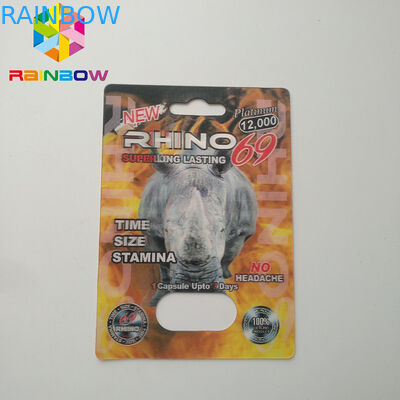 Không đau đầu Gói vỉ Bao bì Viên nang tình dục Viên nang Rhino 69 Gói Thẻ Hộp