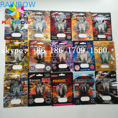 Không đau đầu Gói vỉ Bao bì Viên nang tình dục Viên nang Rhino 69 Gói Thẻ Hộp