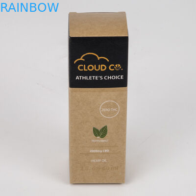 Eco Friendly Mỹ phẩm Bao bì dập nổi Hộp giấy Giấy màu nâu Giấy Cbd Oil Chai