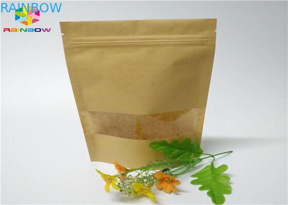 Túi giấy kraft tùy chỉnh Nut Craft Sugar Snack Food Window Bao bì Ziplock