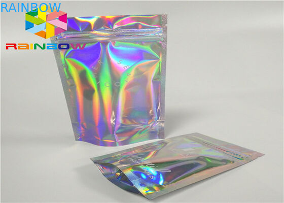 Laser Mylar túi giấy với mặt rõ ràng cho sơn móng tay lấp lánh bột đóng gói mỹ phẩm túi hologram lá bao bì