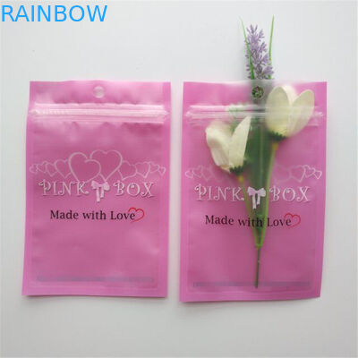 Resealable Mỹ phẩm Bao bì Túi bông tai màu hồng