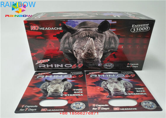 Thẻ đóng gói thuốc quan hệ tình dục và hộp trưng bày 3D Stiff Rox thuốc vỉ giấy / hộp đóng gói viên nang có lỗ kép