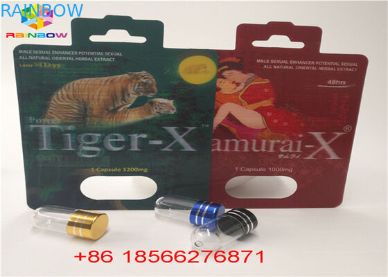 Thẻ đóng gói thuốc quan hệ tình dục và hộp trưng bày 3D Stiff Rox thuốc vỉ giấy / hộp đóng gói viên nang có lỗ kép
