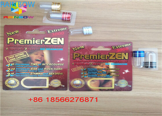 Thẻ đóng gói thuốc quan hệ tình dục và hộp trưng bày 3D Stiff Rox thuốc vỉ giấy / hộp đóng gói viên nang có lỗ kép