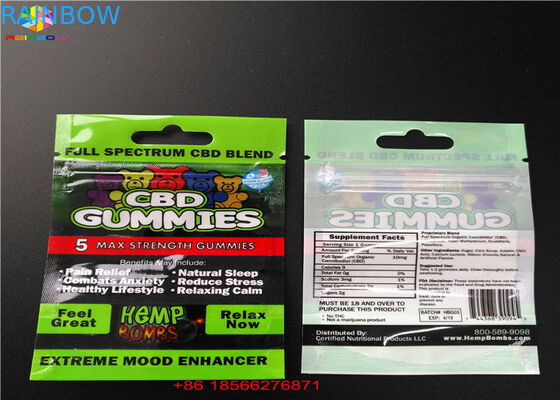 CBD GUMMIES bao bì túi nhựa có cửa sổ nhiều lớp bằng nhôm túi niêm phong nhiệt thực phẩm túi zip túi poly