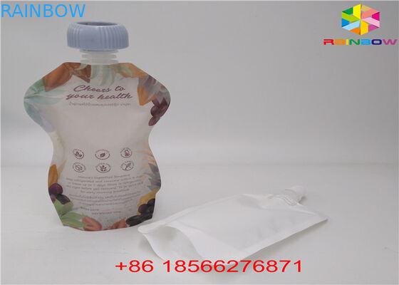 Túi Spout dạng lỏng có thể tái sử dụng, túi đứng lên với nắp chai nước ép lá Doypack