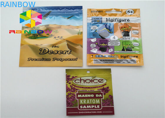 Túi nhựa có hiệu ứng bóng / mờ Bao bì Ba mặt cho hương thảo dược