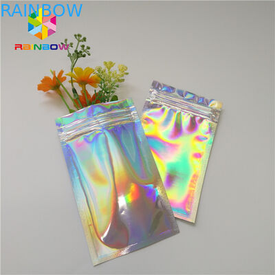 Tái sử dụng Mylar Ziplock Mỹ phẩm Bao bì nhỏ gọn Hologram Laser Gravure In