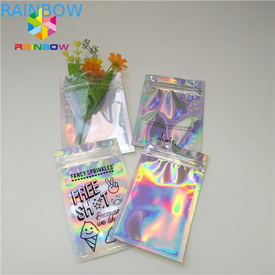 Tái sử dụng Mylar Ziplock Mỹ phẩm Bao bì nhỏ gọn Hologram Laser Gravure In