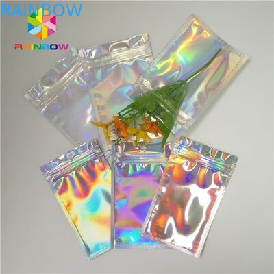 Tái sử dụng Mylar Ziplock Mỹ phẩm Bao bì nhỏ gọn Hologram Laser Gravure In