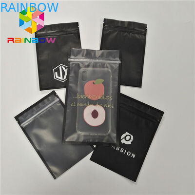 Tùy chỉnh in túi nhựa ba mặt cho bao bì điện thoại Bao bì có khóa kéo và mặt trước rõ ràng