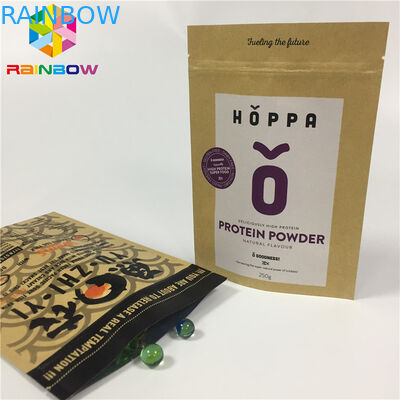 Túi giấy tùy chỉnh có thể kéo lại Tự đứng lên Snack Túi giấy kraft tự nhiên