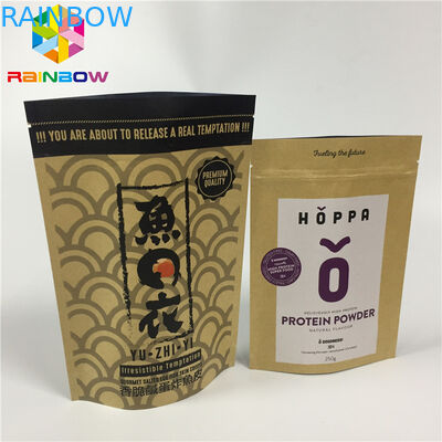 Túi giấy tùy chỉnh có thể kéo lại Tự đứng lên Snack Túi giấy kraft tự nhiên