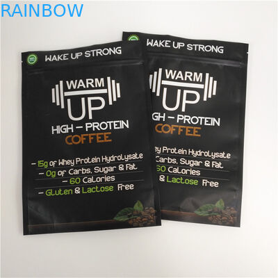 Matte Black Biodegradable Stand Up Zipper Túi Túi Nhựa Mylar Coffee Gói