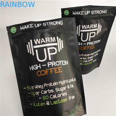 Matte Black Biodegradable Stand Up Zipper Túi Túi Nhựa Mylar Coffee Gói