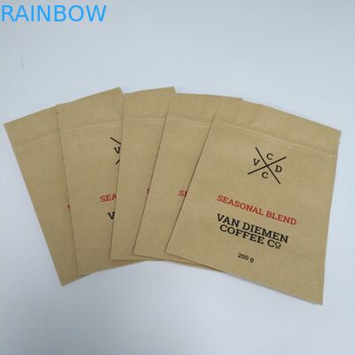 Túi giấy màu nâu giấy kraft Bao bì đứng lên Túi đáy phẳng với dây kéo